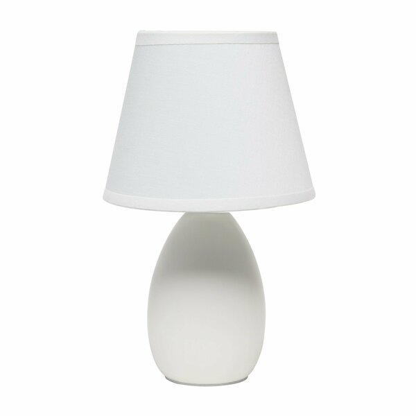 Creekwood Home Traditional Petite Ceramic Oblong Bedside Table Lamp, Matching Tapered Drum Fabric Shade, Off White CWT-2005-OF
